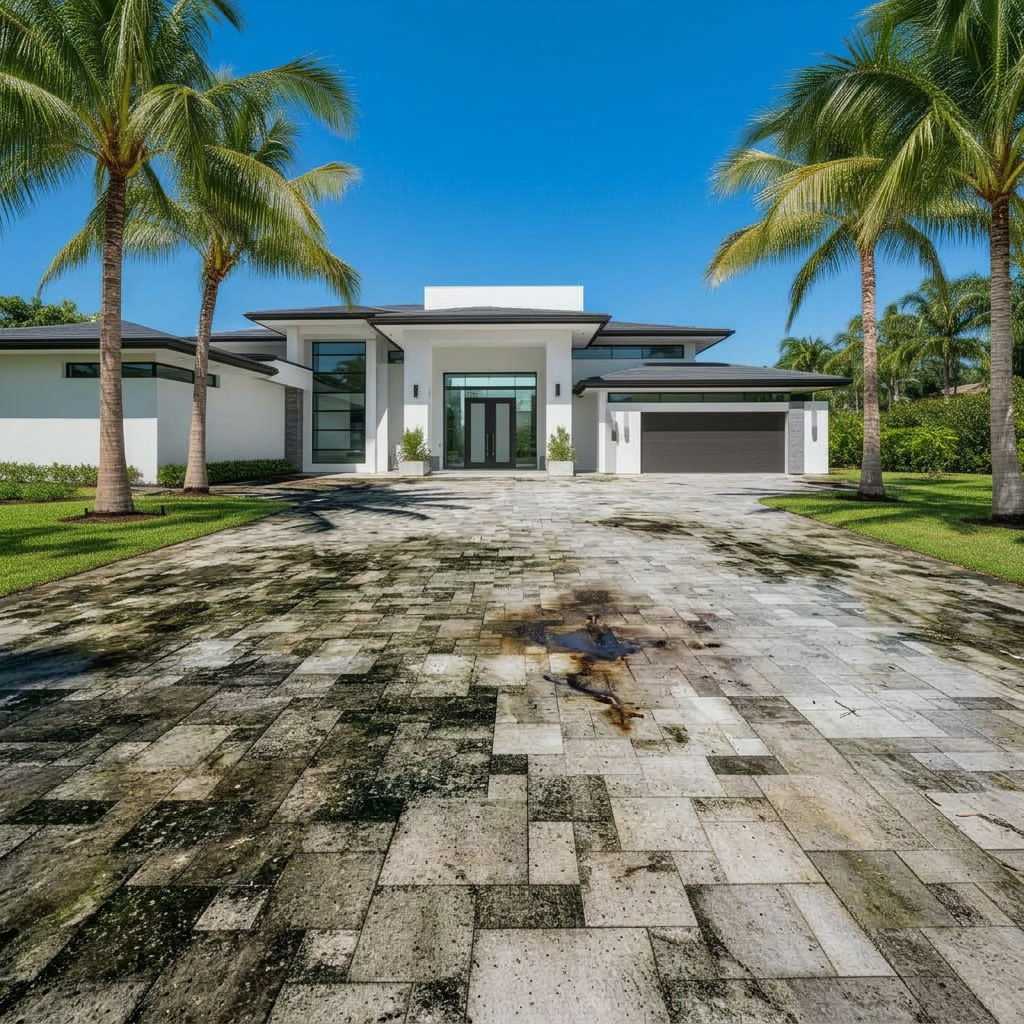 Driveway before cleaning